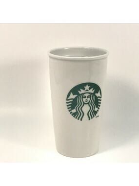 Starbucks 2011 Mermaid Tumbler Ceramic Travel Coffee Mug / Glass White 12oz